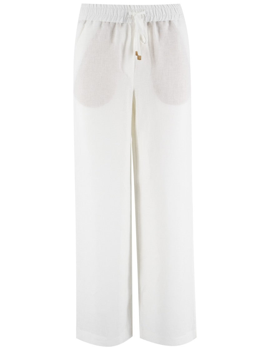 Le Tricot Perugia Relaxed Linen Trousers With Drawstring Waist