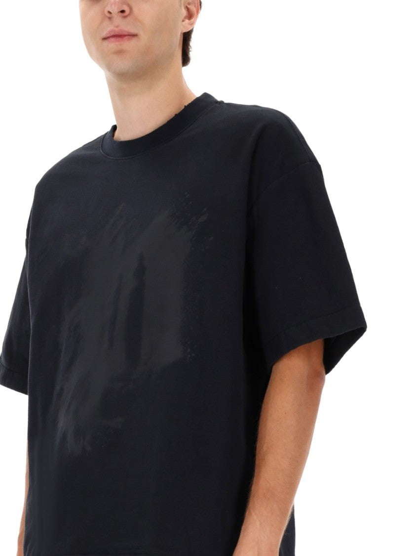 Purple Brand Loose-Fit Black T-Shirt With Glossy Abstract Design