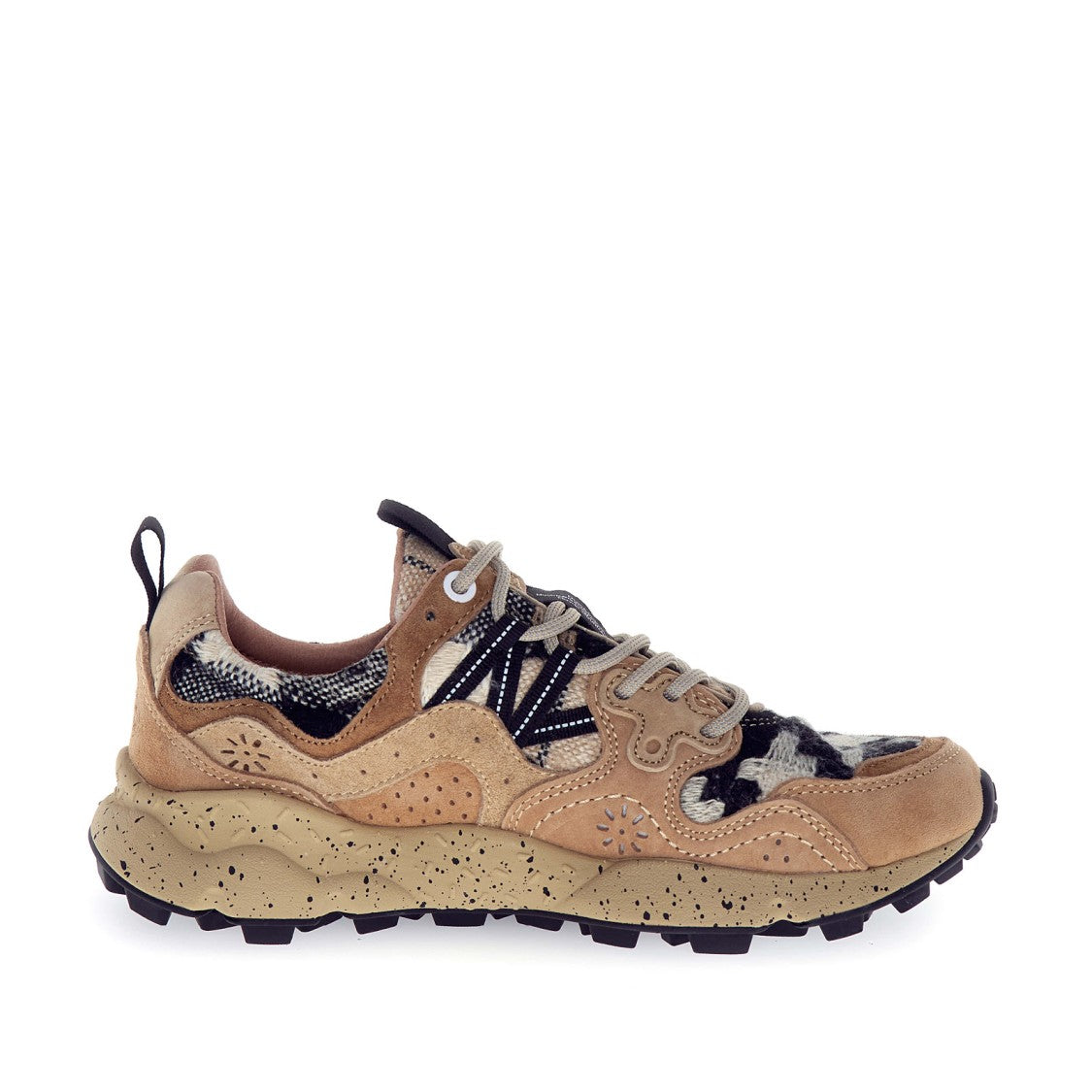 Flower Mountain Yamano Sneakers - Wool Check White/Black/Beige/Beige Suede