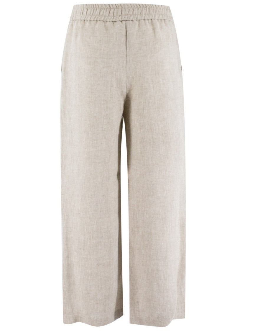Le Tricot Perugia Relaxed Linen Trousers With Drawstring Waist