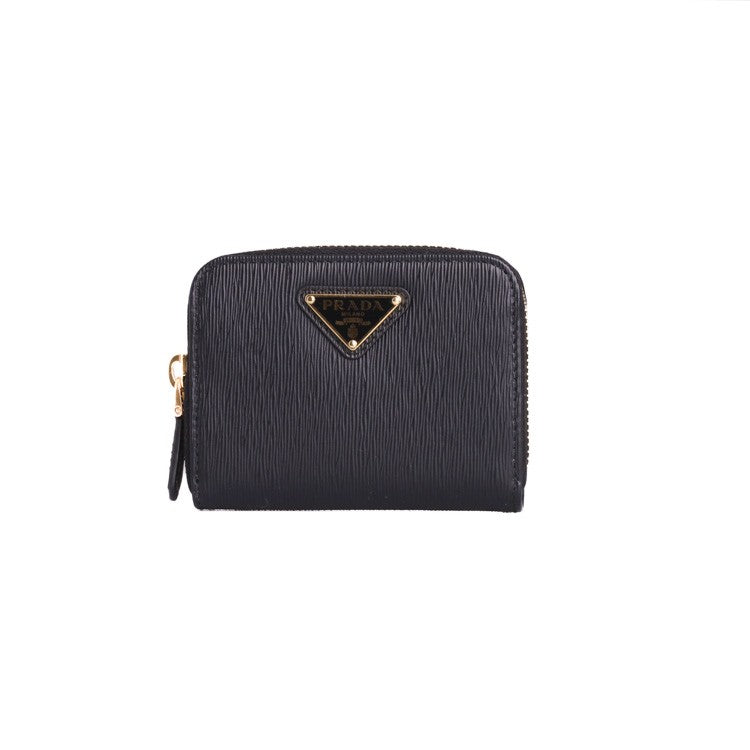 Prada Textured Black Calf Leather Wallet