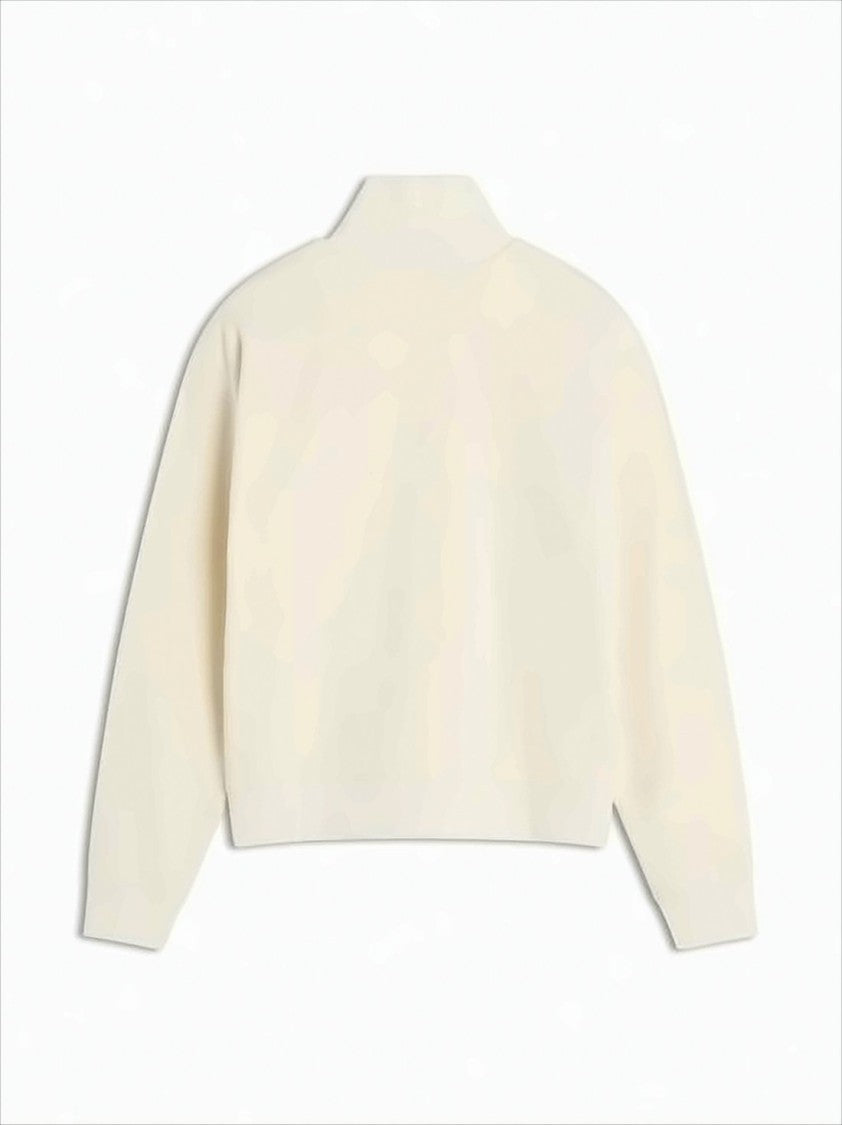 Maison Kitsuné Half-Zip Long-Sleeve Top With High Collar And Minimalist Design
