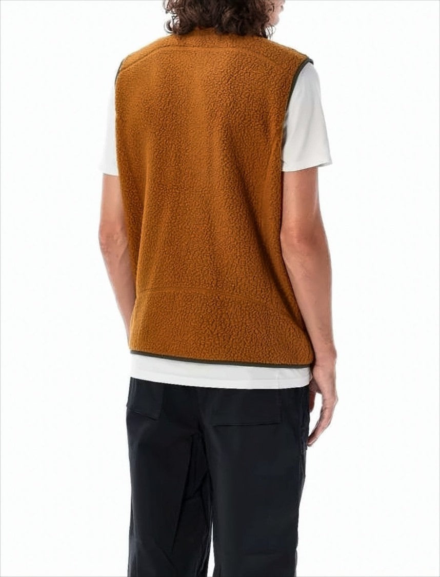 Patagonia Textured Fleece Vest With High Collar And Zippered Pockets