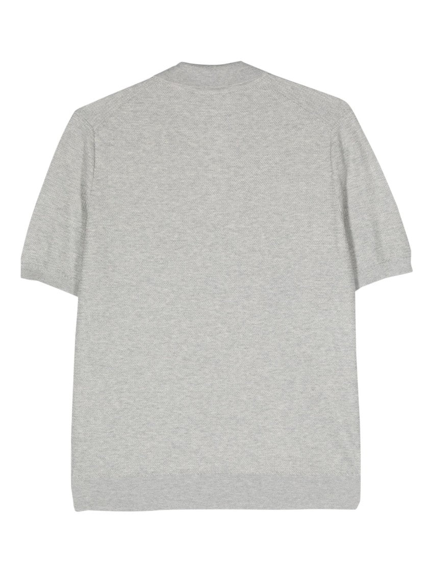 Tagliatore Beige Silk-Cotton Blend Short Sleeve Polo Shirt
