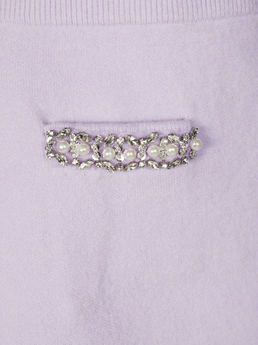 Self-Portrait Crystal Trim Knit Skirt