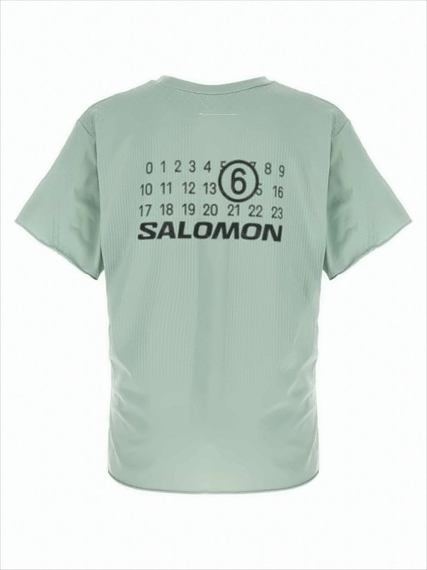 Mm6 By Maison Margiela Textured Green Short-Sleeve T-Shirt With Graphic Print