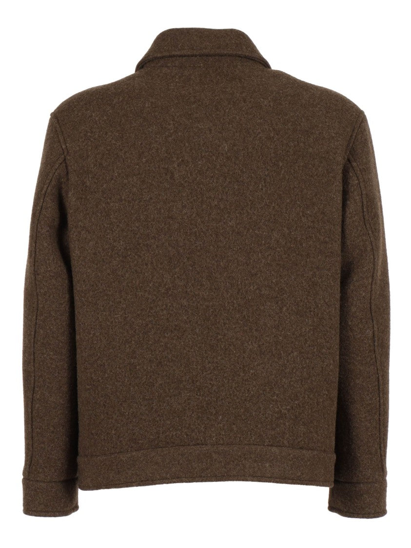 Fay Plush Textured Jacket With Classic Collar