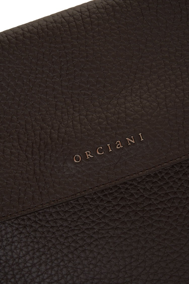 Orciani Hammered Leather Shoulder Bag With Removable Chain Strap