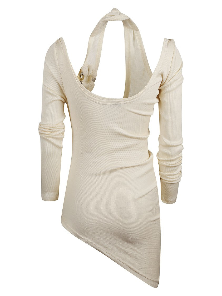 Jean Paul Gaultier Ribbed Knit Top With Avant-Garde Design