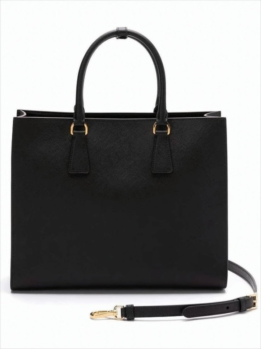 Prada Structured Leather Crossbody Bag With Detachable Strap