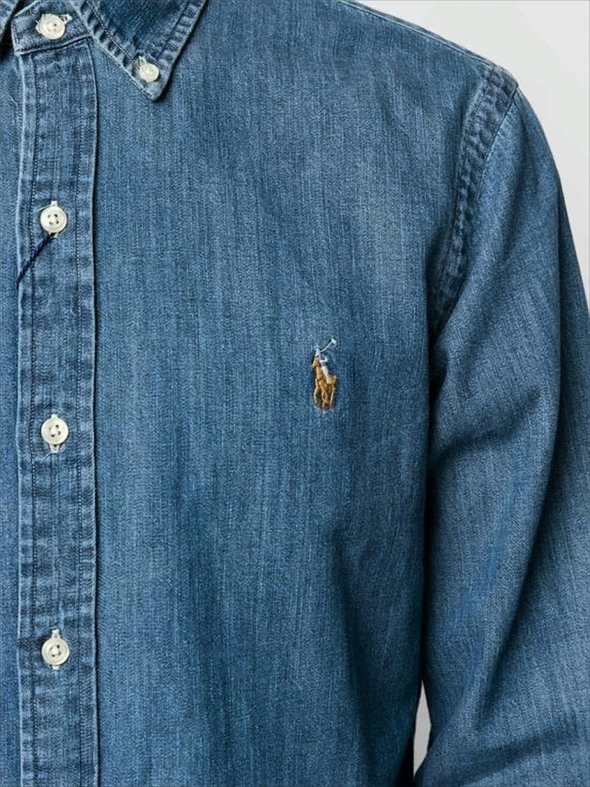 Polo Ralph Lauren Denim Shirt With Button-Down Collar And Embroidered Logo