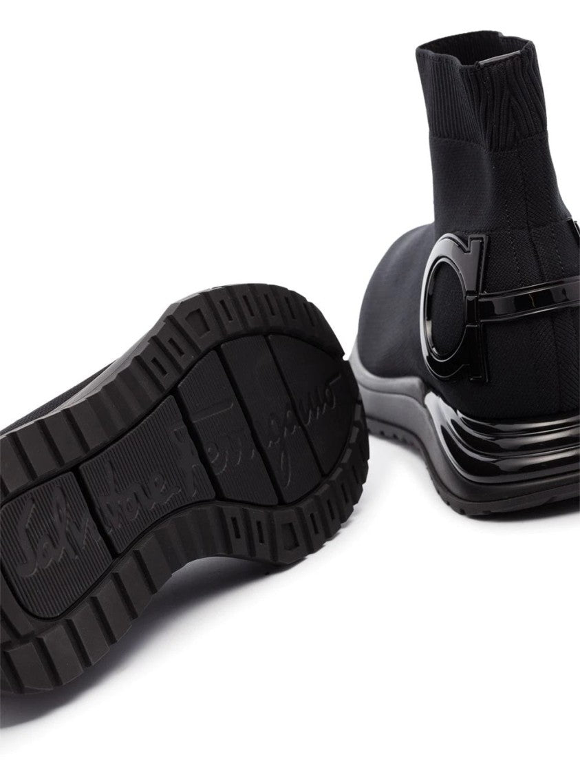 Salvatore Ferragamo Sock-Inspired Ankle Boots With Glossy Logo Detail
