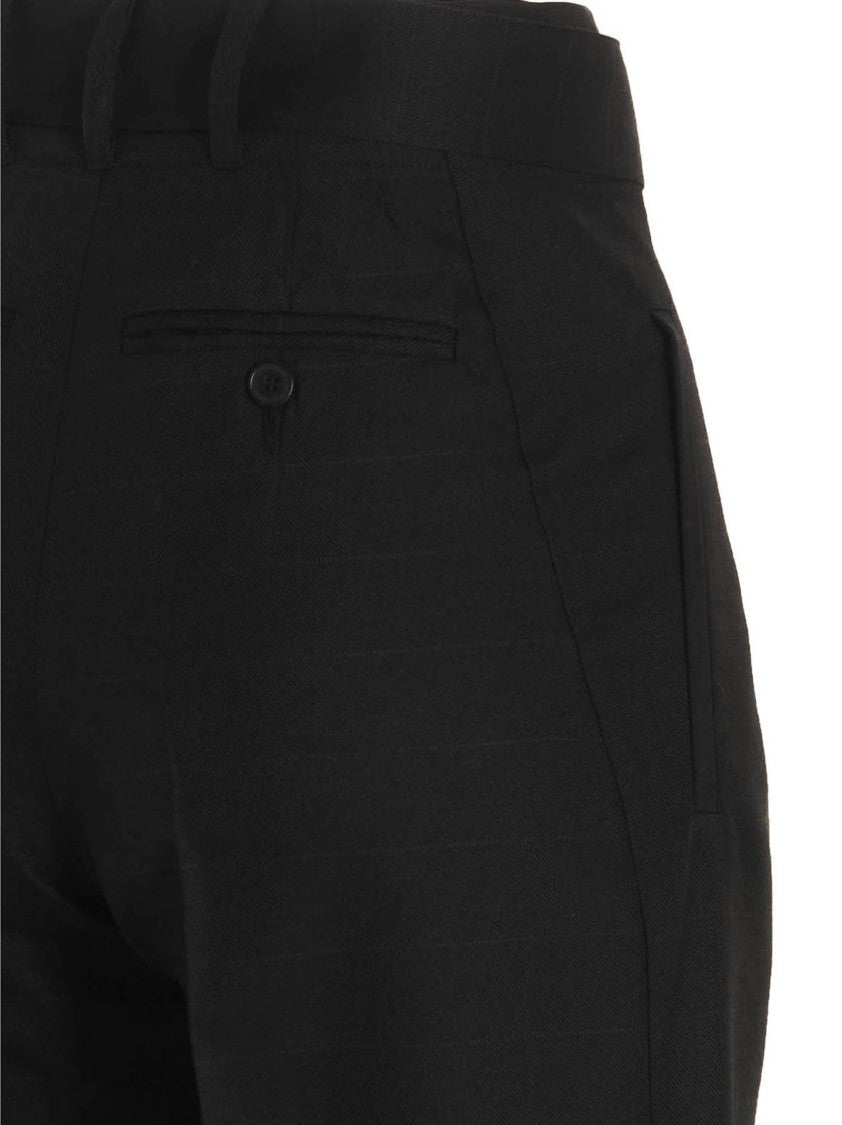 Capasa Milano Checked Wool Blend Pants With Removable Waistband