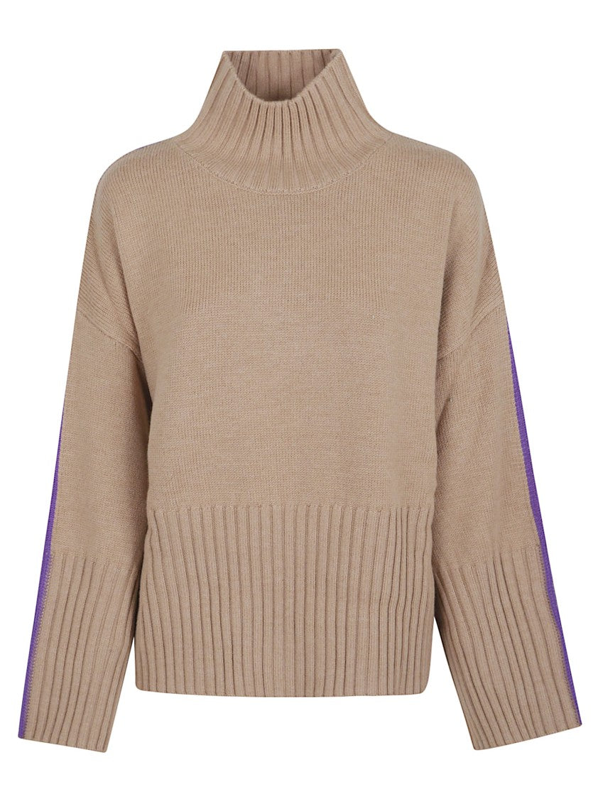 Pinko Cropped Wool Sweater With High Turtleneck