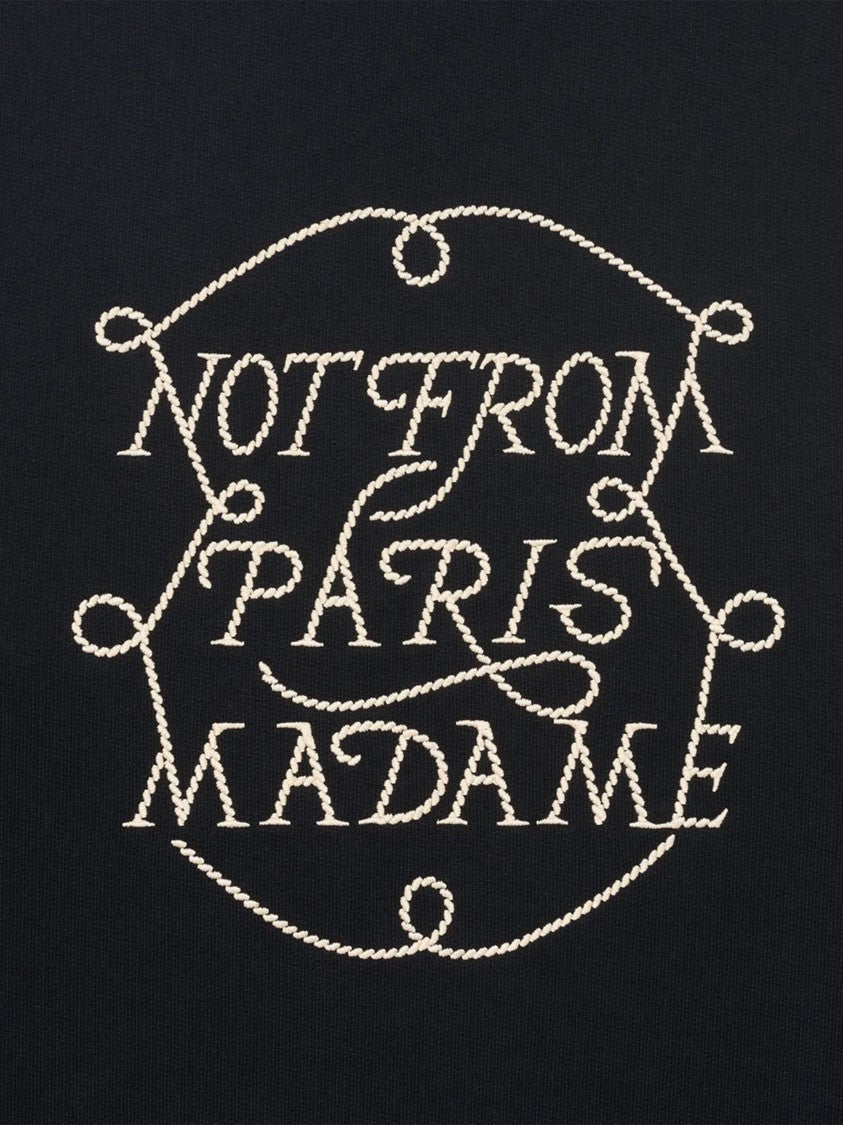 Drôle De Monsieur Braided Slogan Black Sweatshirt With Intricate Texture