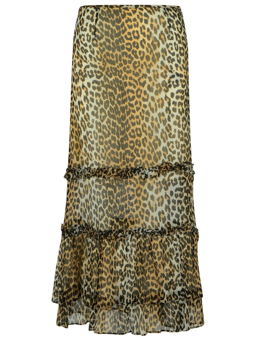 Ganni Long Skirt In Viscose 'Chiffon'