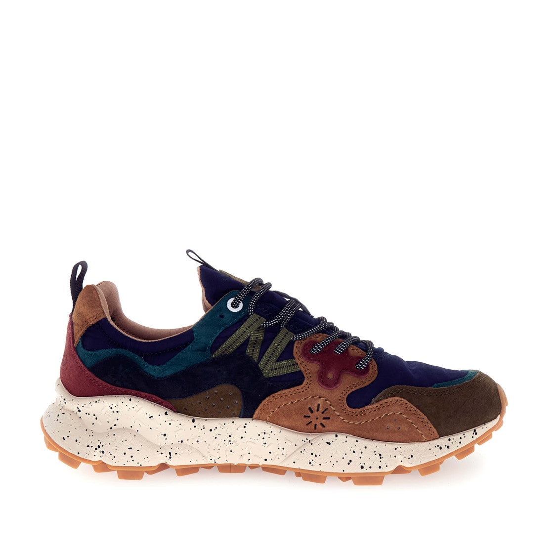 Flower Mountain Yamano 3 Sneakers - Green And Burnt With Blue Technical Fabric