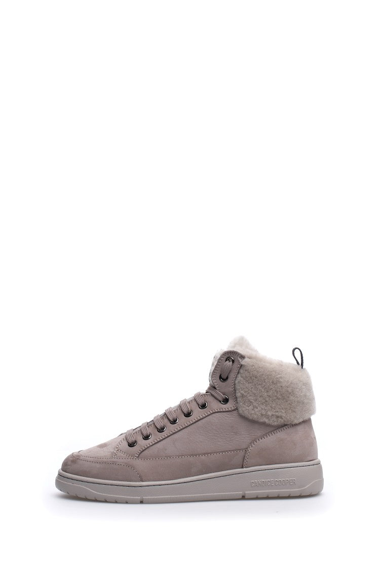 Candice Cooper Lace-Up Flat Shoes With Plush Fur Collar