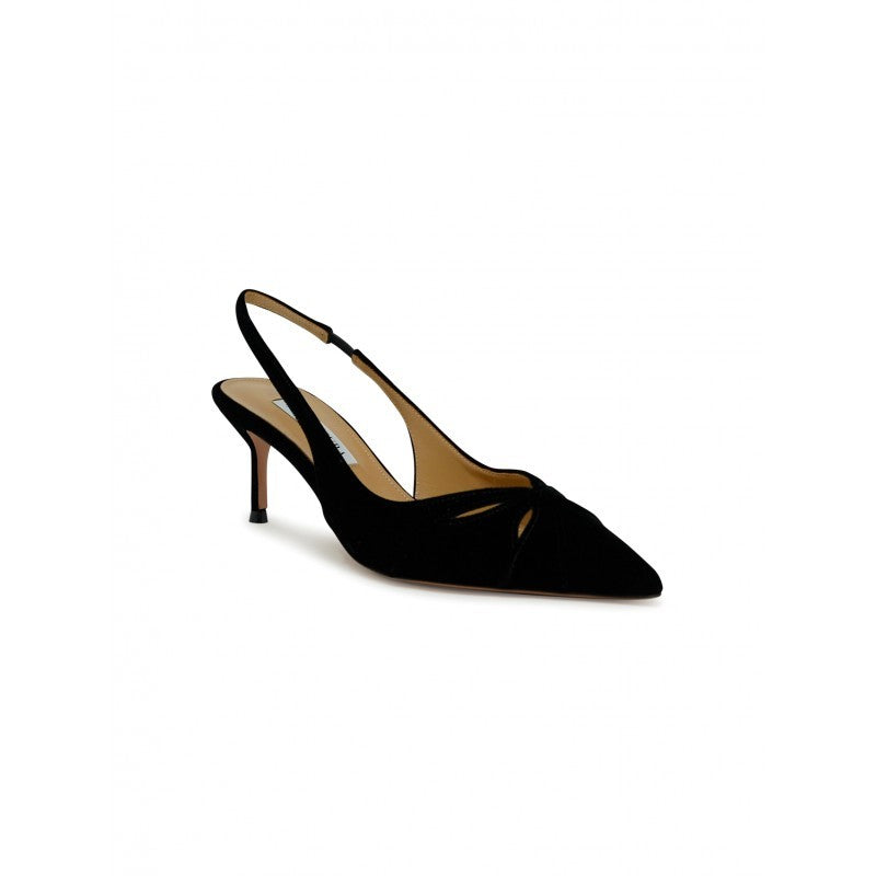 Aquazzura Black  Velvet Moves Sling 65