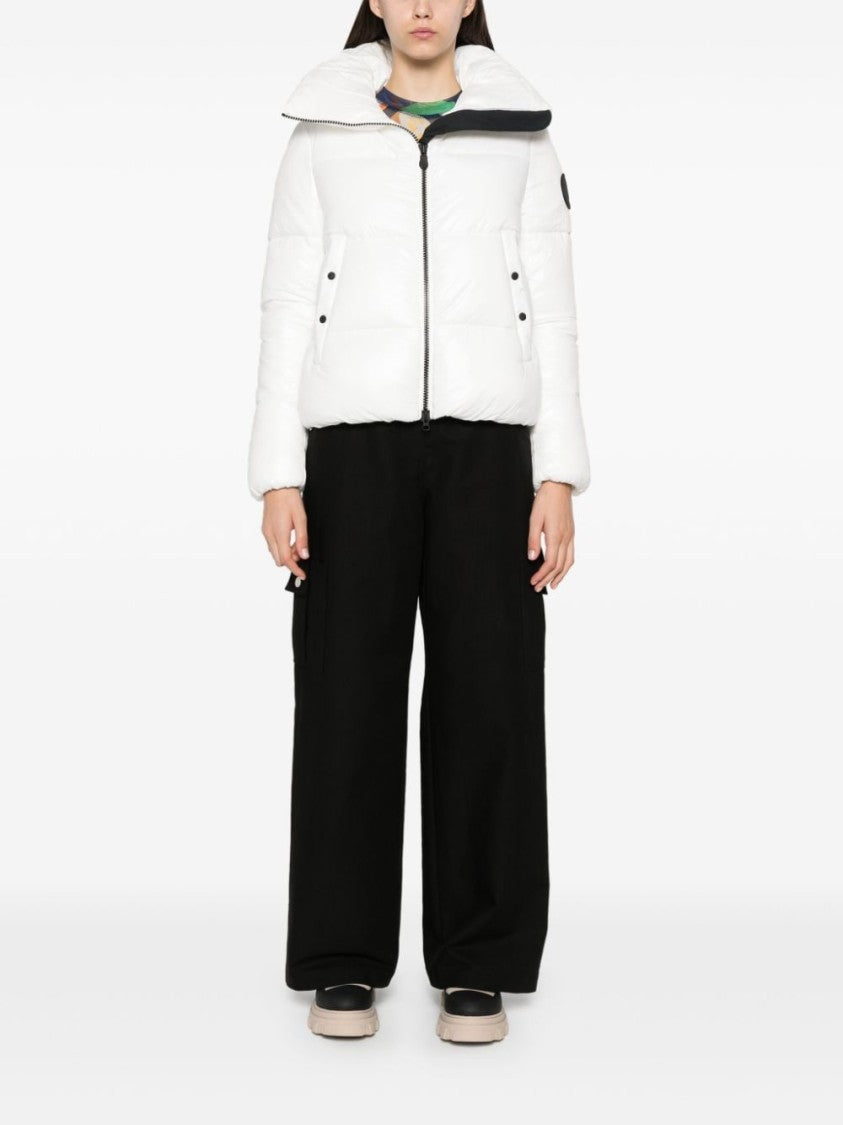 Save The Duck White Short Quilted Puffer Jacket