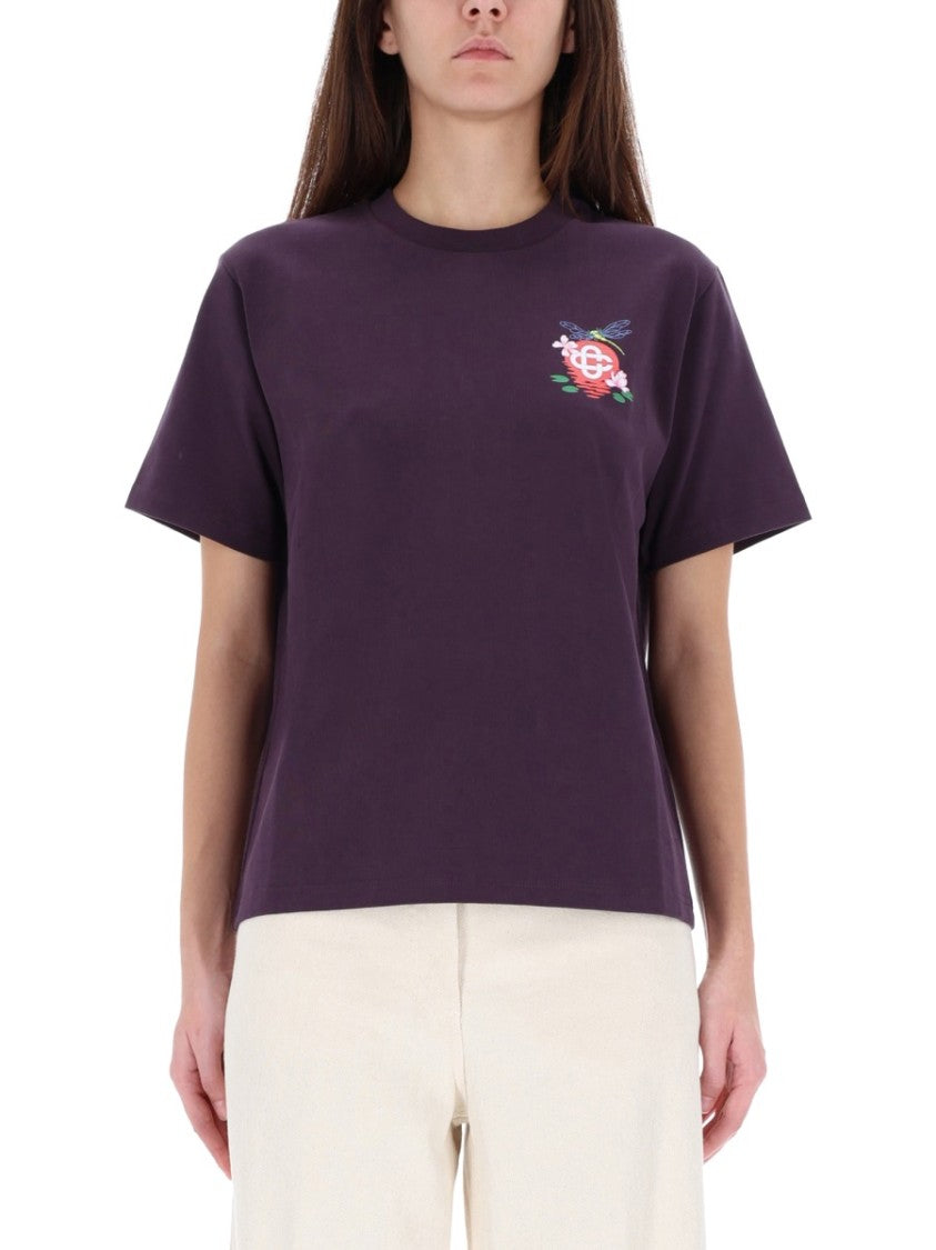 Casablanca Short-Sleeved Crew Neck T-Shirt With Floral Print