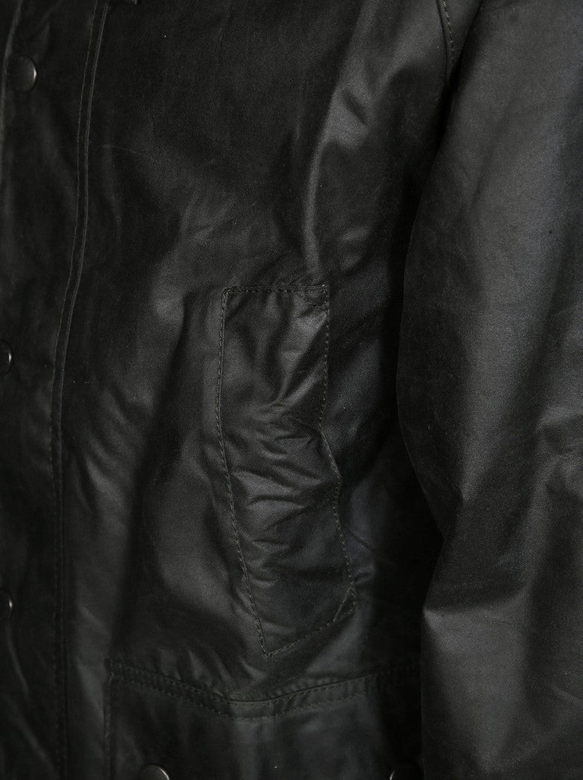 Barbour Utilitarian Black Waxed Cotton Parka Jacket