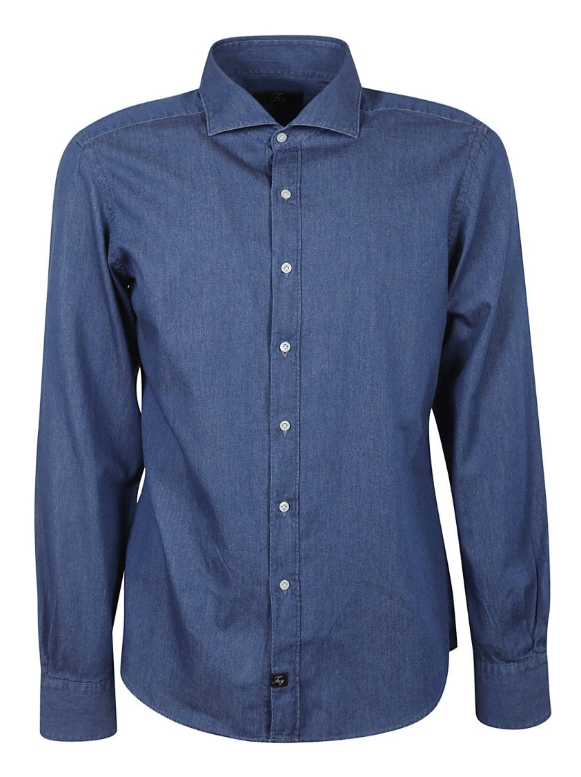 Fay Long-Sleeve Button-Up Shirt With Structured Collar