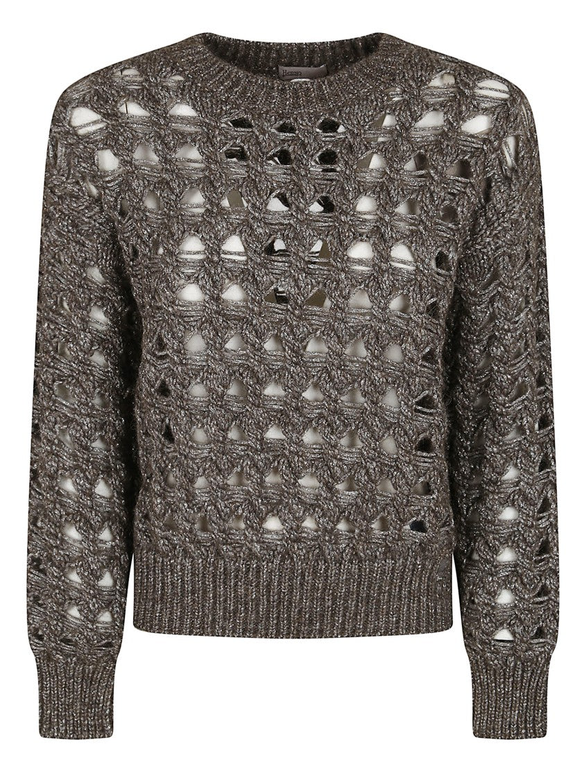 Herno Open-Knit Alpaca Blend Sweater With Metallic Sheen