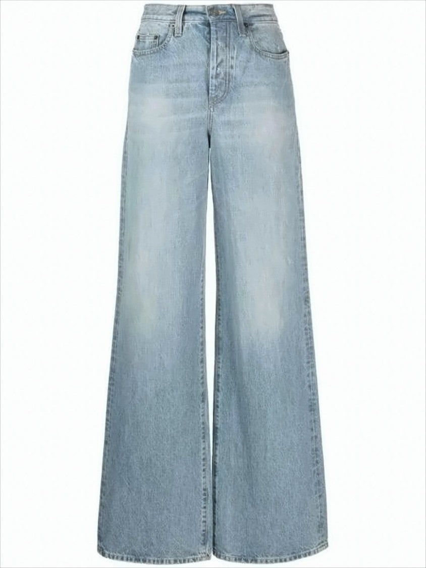 Saint Laurent High-Waisted Wide-Leg Denim Pants