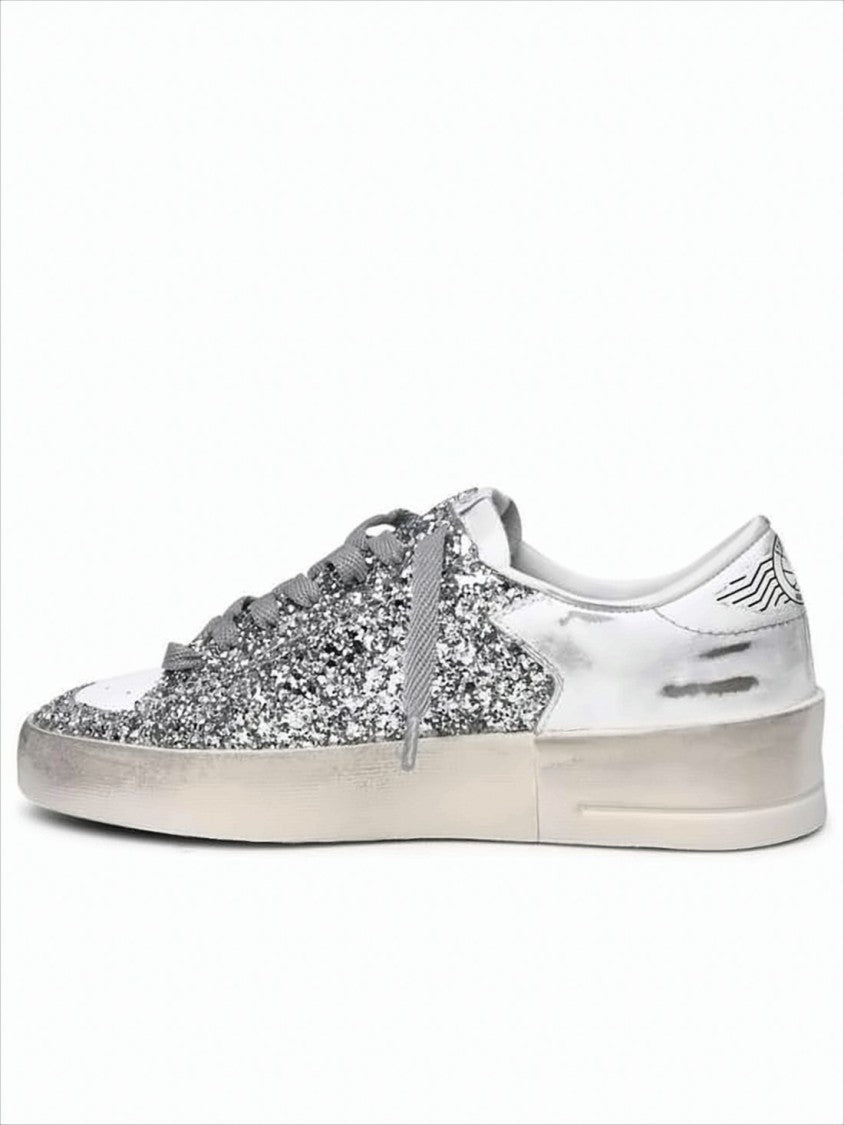 Golden Goose Distressed White Leather Low-Top Sneakers