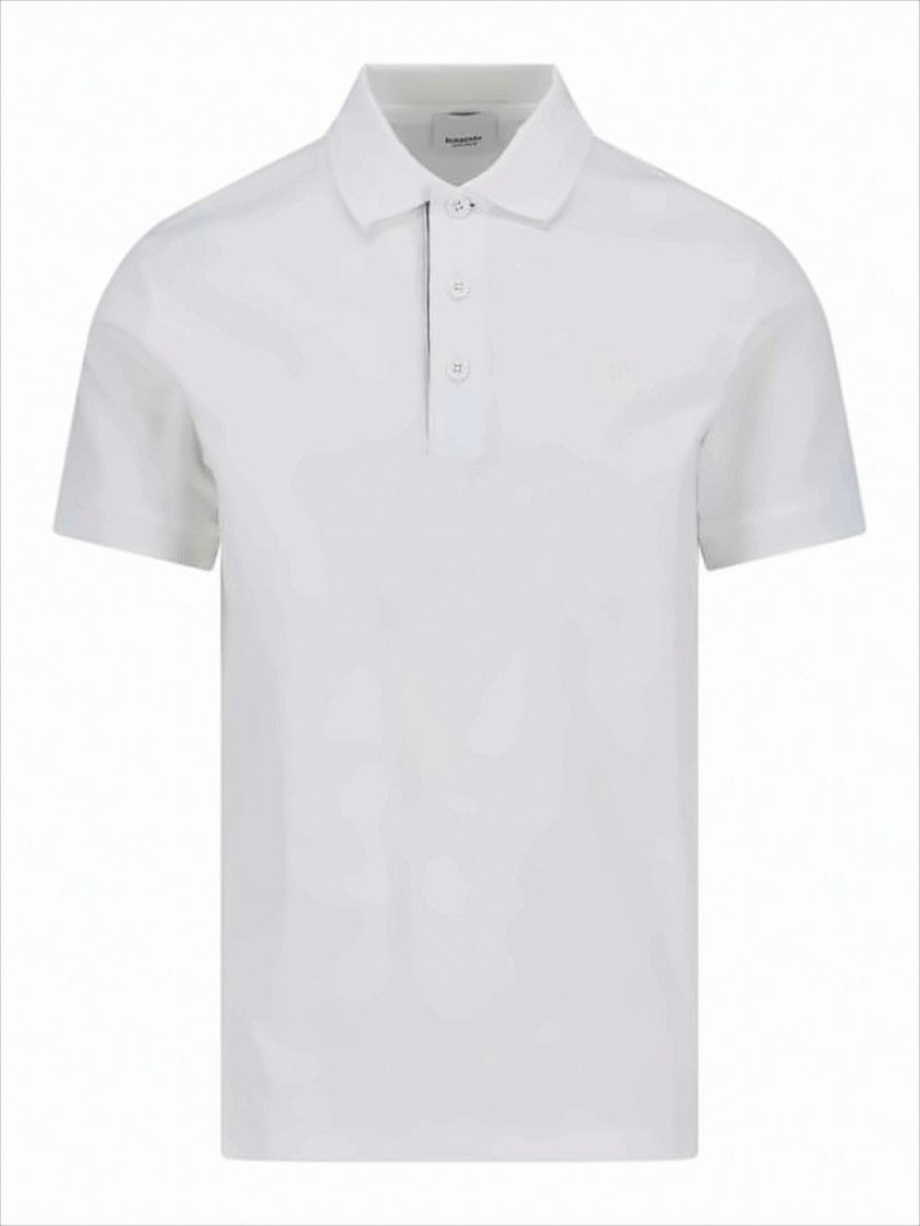 Burberry Textured Knit White Polo Shirt