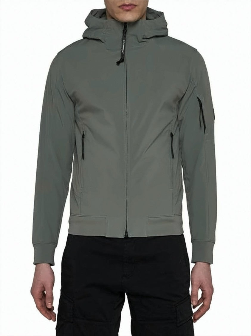 C.P. Company Hooded Grey Jacket With Zippered Pockets And Ribbed Cuffs