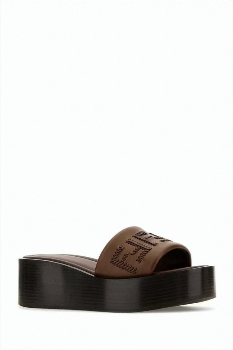 Fendi Intricate Stitched Platform Mule Sandals