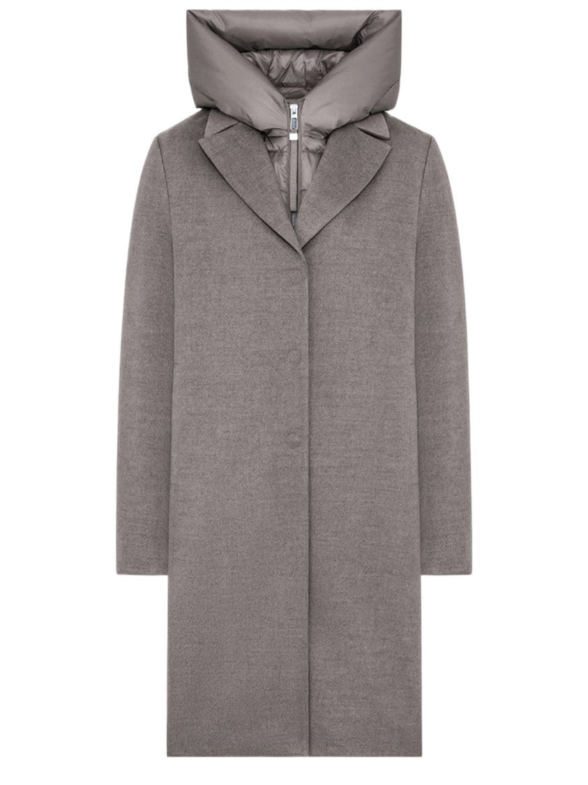 Duno Technical Wool Coat With Down Insulation And Detachable Hood