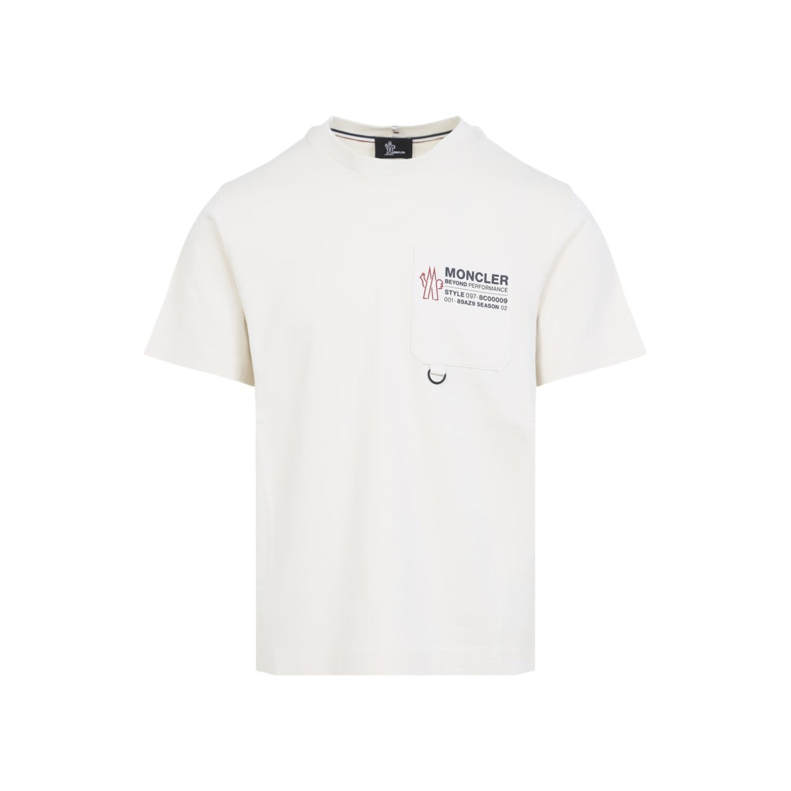 Moncler Grenoble Natural White Cotton T-Shirt With Mountain Graphic Detail