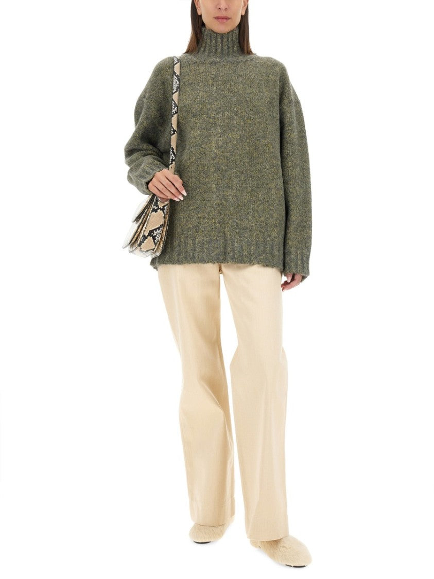 Jil Sander Heathered Oversized Turtleneck Sweater With Relaxed Fit