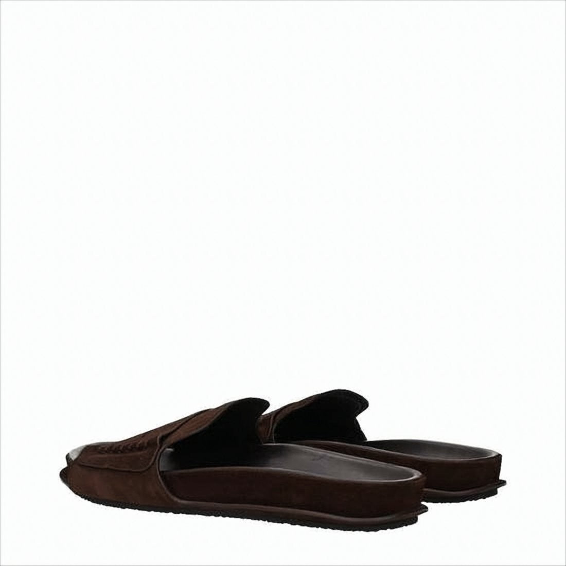 Jacquemus Slip-On Brown Suede Mules With Scalloped Detailing