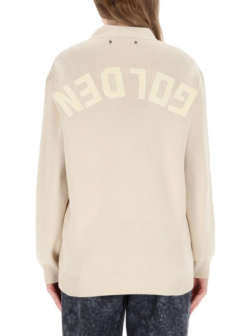 Golden Goose Beige Knit Cardigan With Button-Down Front