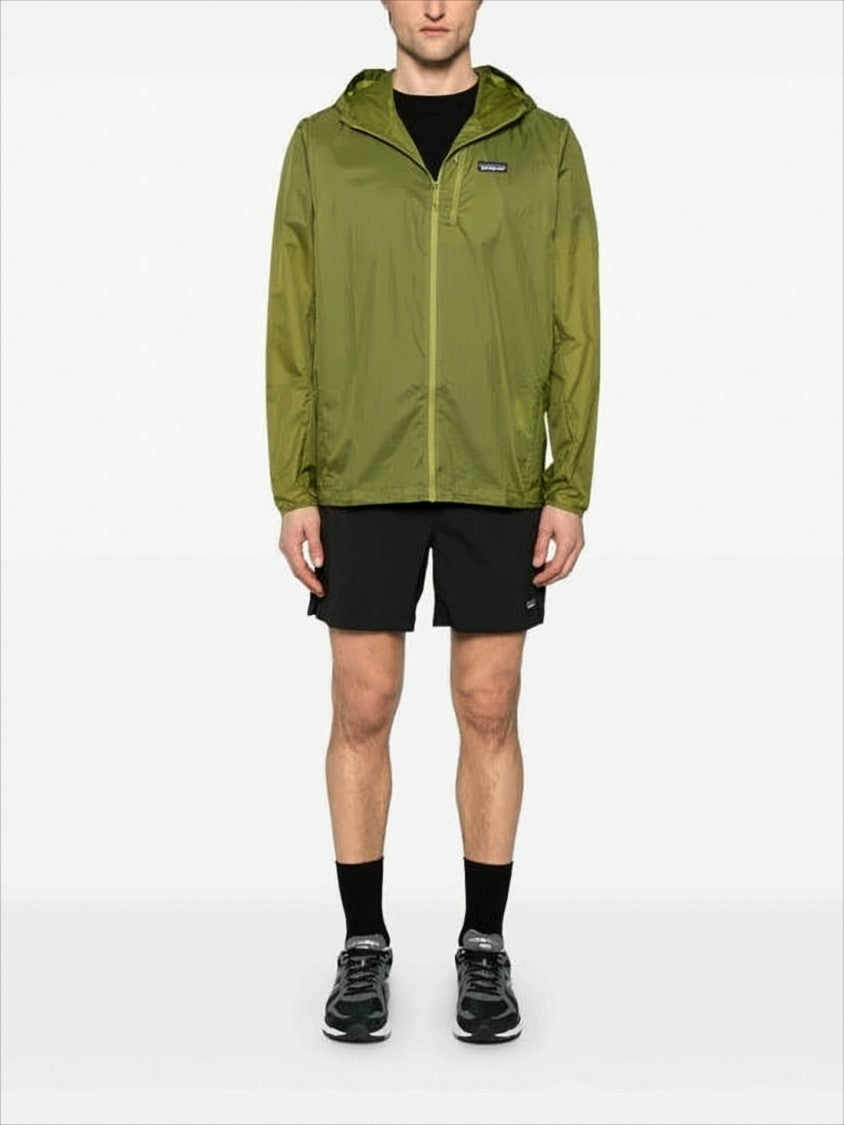 Patagonia Lightweight Green Hooded Jacket With Zippered Pocket