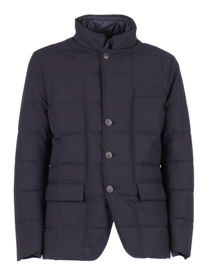 Fay Structured Double-Breasted Down Jacket With Smooth Finish
