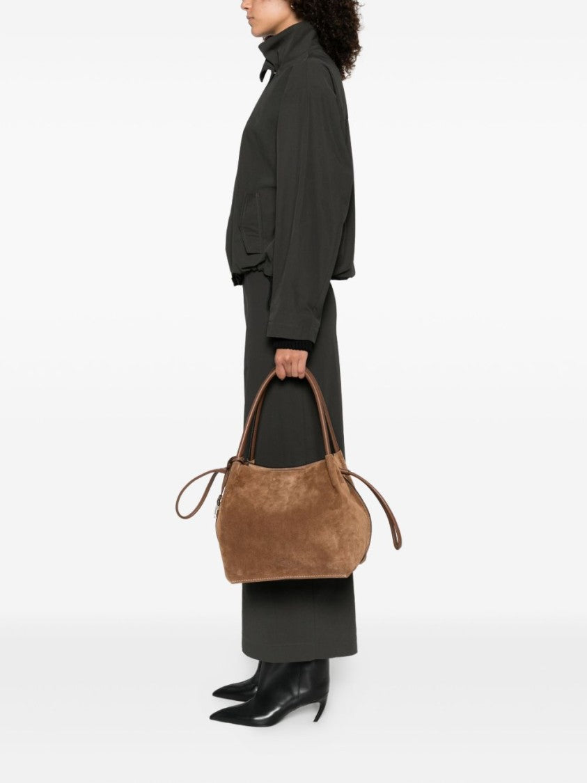 Tod's Structured Beige Vitello Leather Shoulder Bag