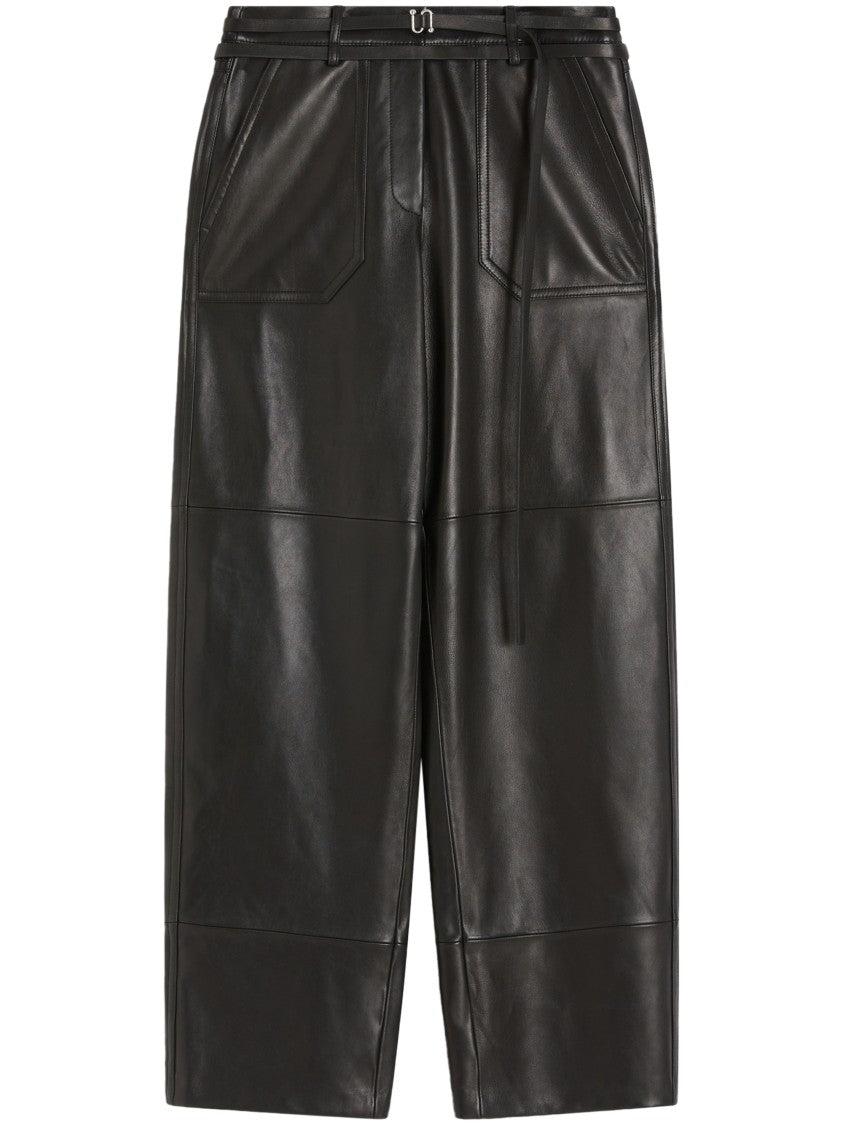 Max Mara Wide-Leg Lamb Leather Trousers