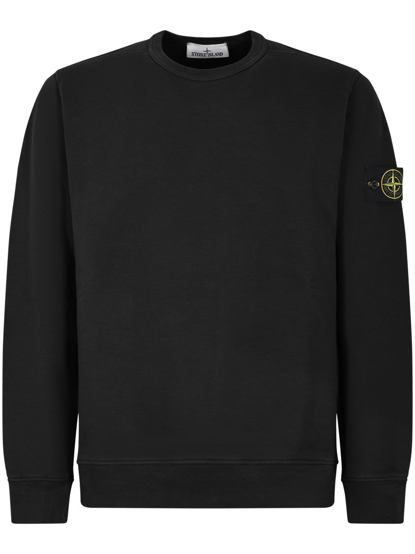 Stone Island Black Sweater With Subtle Logo Patch