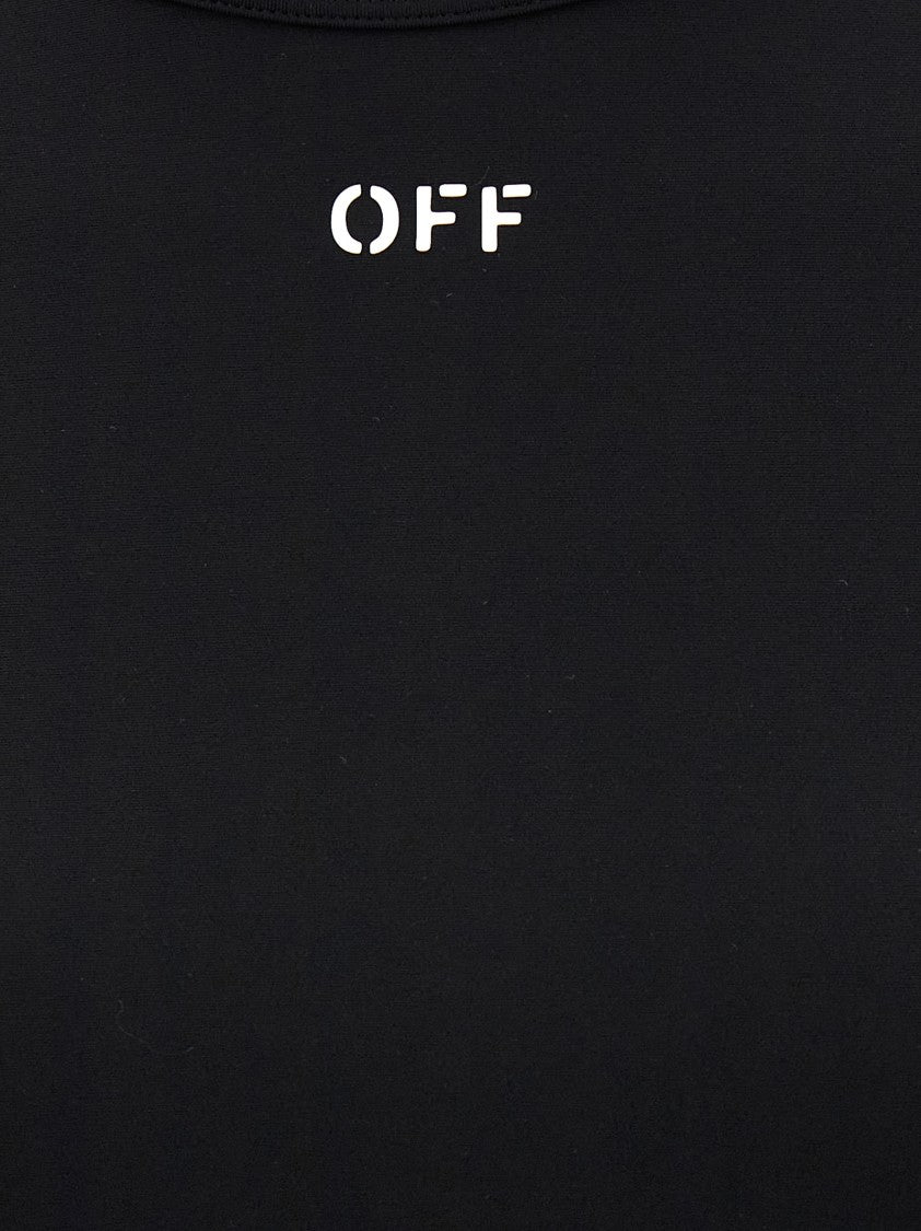 Off-White Fitted Crop Top With Unique Cut-Out Details