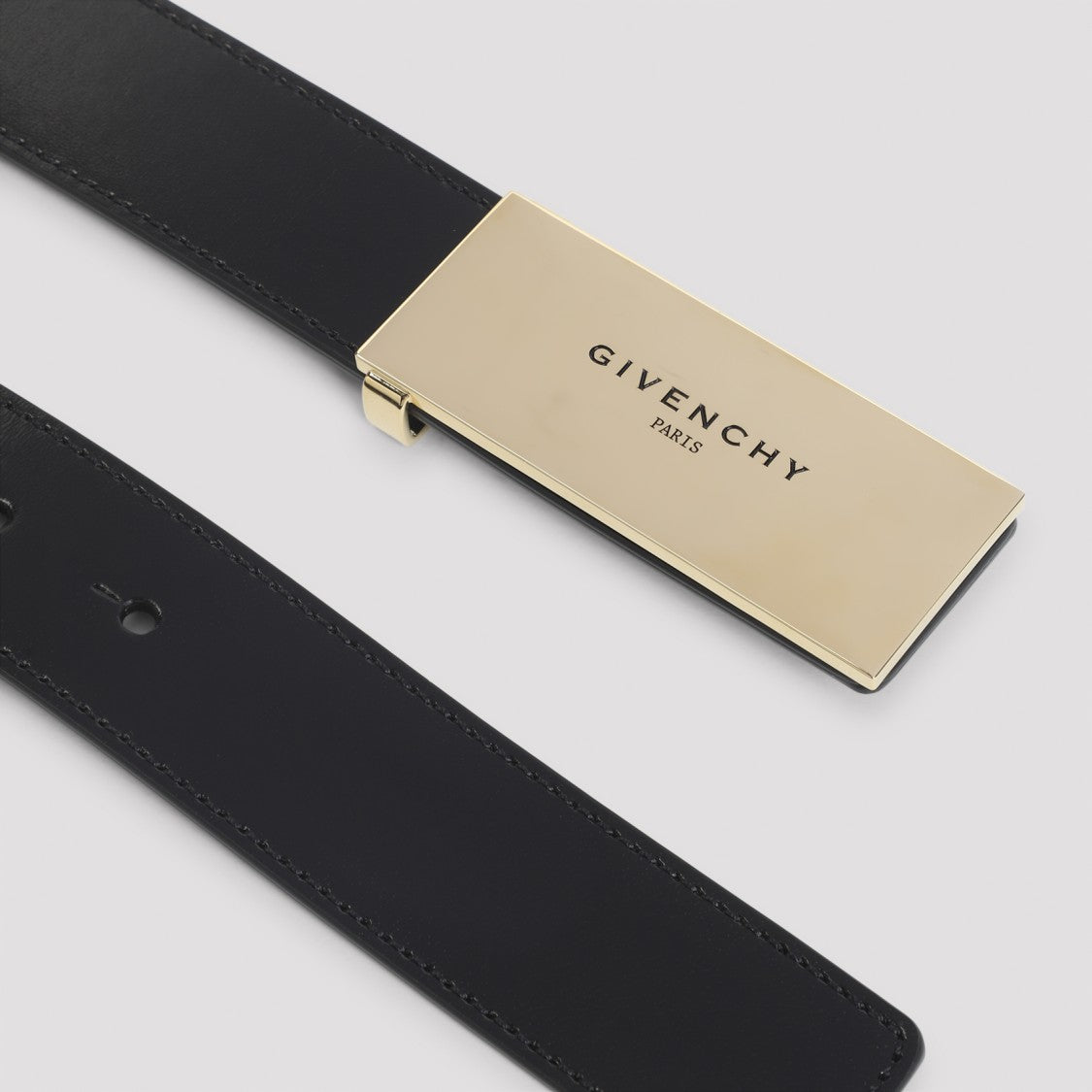 Givenchy Metal Plaque Black Calf Leather Belt