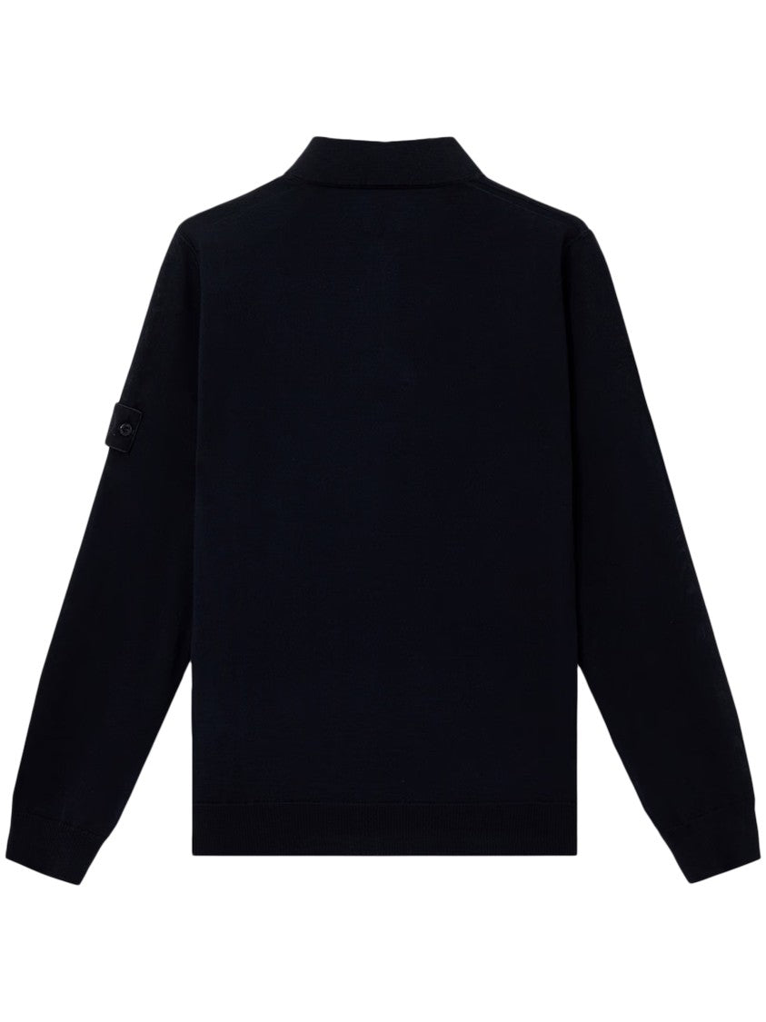 Stone Island Long-Sleeve Polo Shirt In Virgin Wool