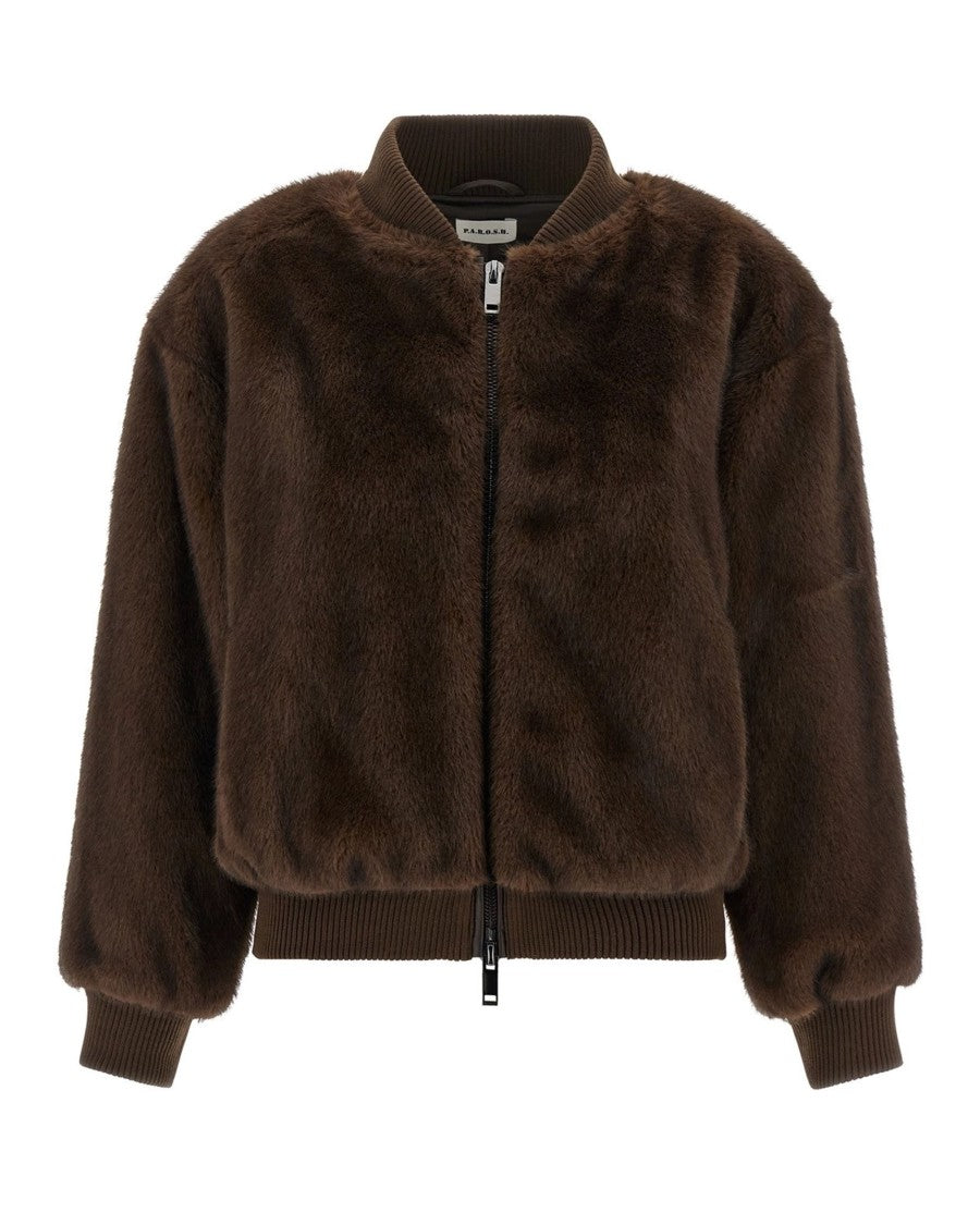 P.A.R.O.S.H. Brown Faux Fur Jacket