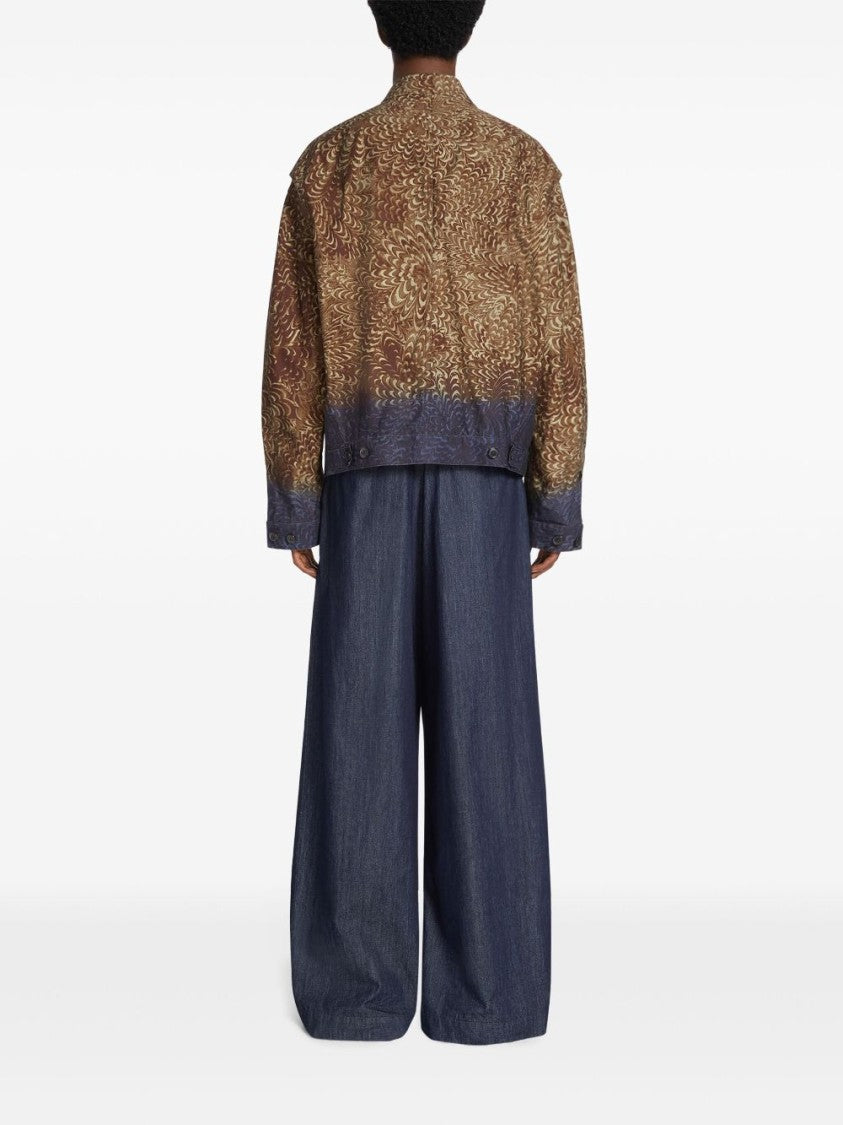 Dries Van Noten Animalier Print Brown Bomber Jacket