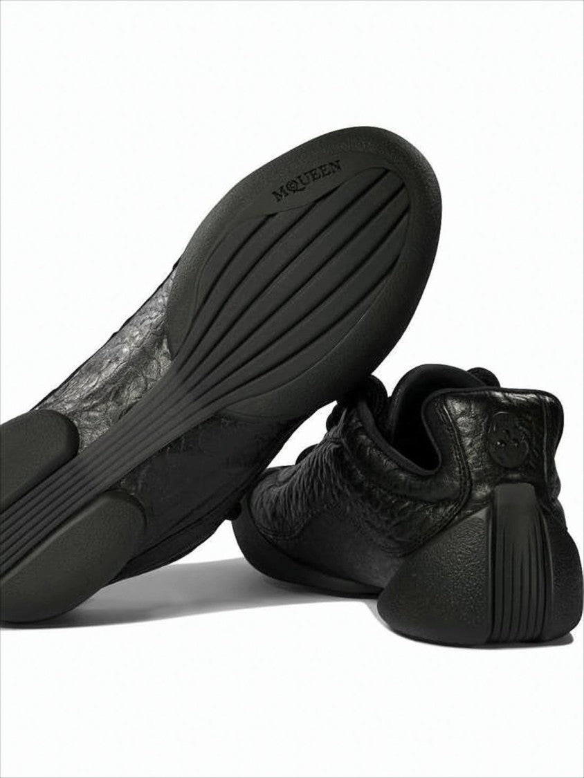 Alexander Mcqueen Textured Leather Sneakers With Sculpted Rubber Sole