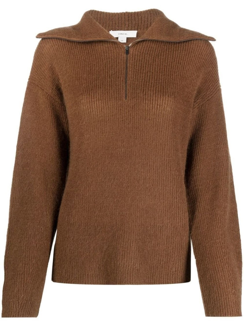 Vince Half Zip Ribbed Pullover